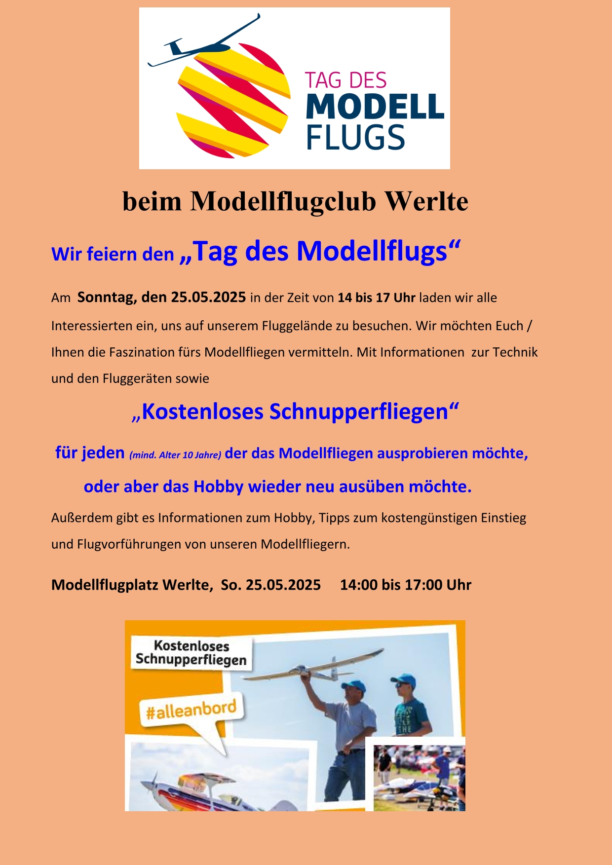"Tag des Modellflugs"  mit   Schnupperfliegen für Gäste